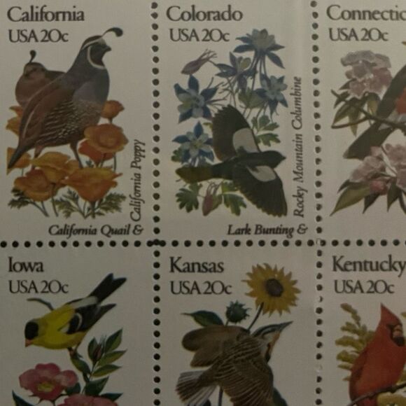 MNH Scott #1953-2002 50 State Birds & Flowers 20 Cent Stamp Sheet of 50 Stamps - Picture 5 of 5